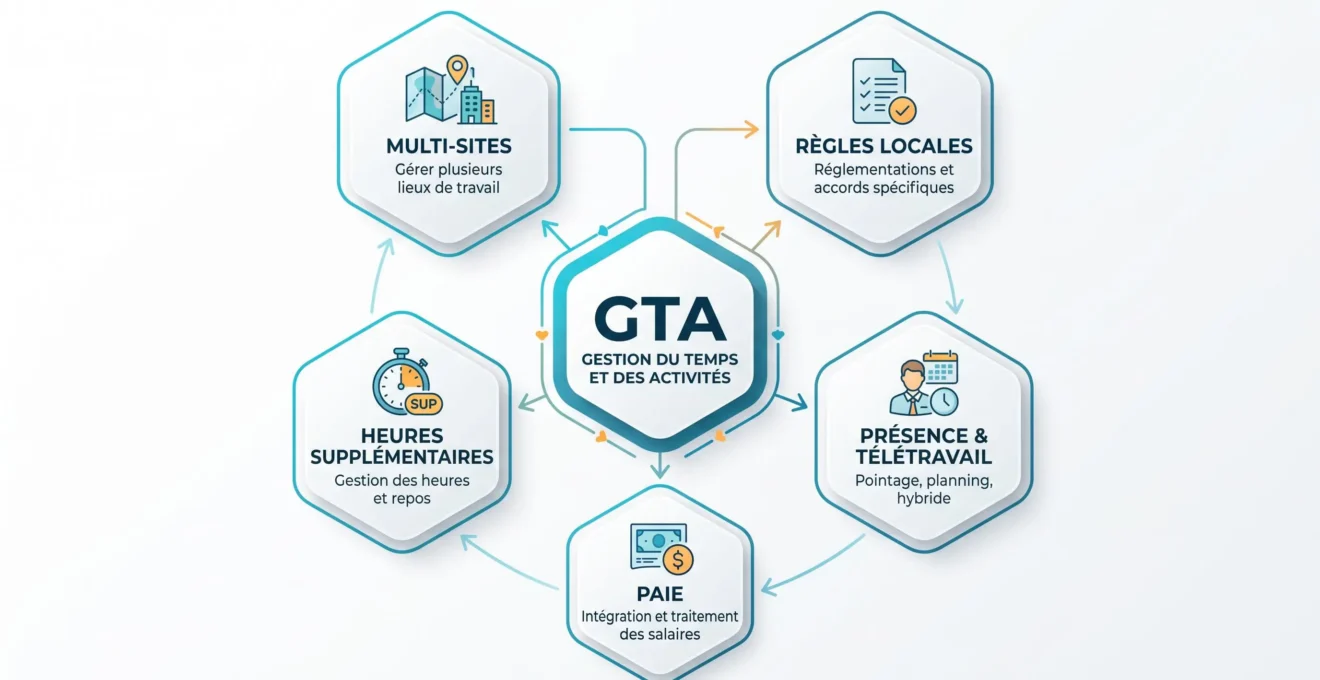 Schéma des cinq critères d'une GTA adaptée à une ETI multi-sites